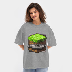 Женская футболка Oversize хлопок texturе Minecraft logo - фото 2