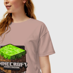 Женская футболка хлопок Oversize Minecraft logo - фото 2