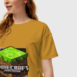 Женская футболка хлопок Oversize Minecraft logo - фото 2