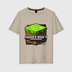 Женская футболка хлопок Oversize Minecraft logo