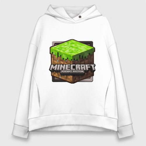 Женское худи Oversize хлопок Minecraft logo, цвет белый