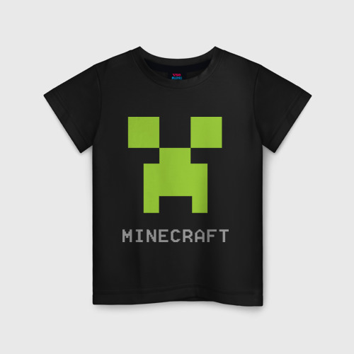 Детская футболка хлопок Minecraft logo grey, цвет черный