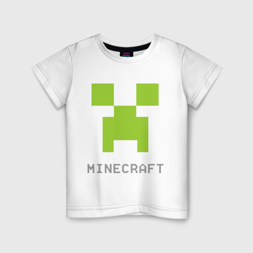 Детская футболка хлопок Minecraft logo grey, цвет белый