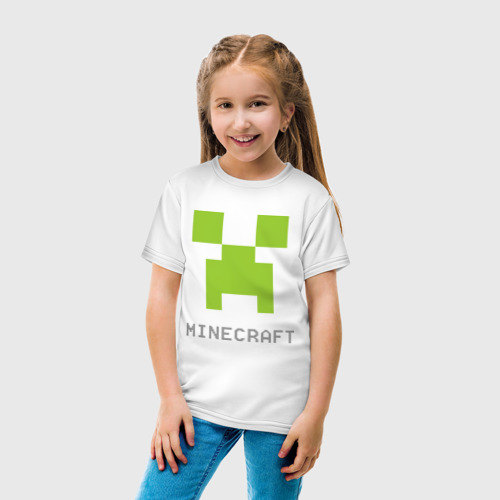 Детская футболка хлопок Minecraft logo grey, цвет белый - фото 5