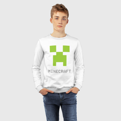 Детский свитшот хлопок Minecraft logo grey - фото 7