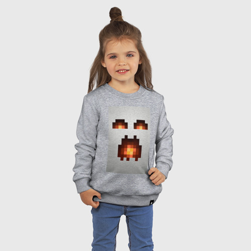 Детский свитшот хлопок Minecraft white, цвет меланж - фото 3