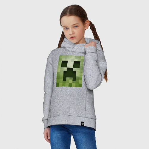 Детское худи Oversize хлопок Мinecraft Creeper, цвет меланж - фото 3