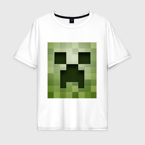 Мужская футболка хлопок Oversize Мinecraft Creeper, цвет белый