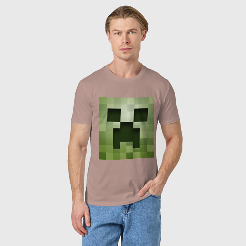 Мужская футболка хлопок Мinecraft Creeper, цвет пыльно-розовый - фото 3