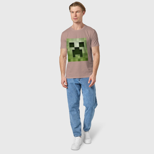 Мужская футболка хлопок Мinecraft Creeper, цвет пыльно-розовый - фото 5