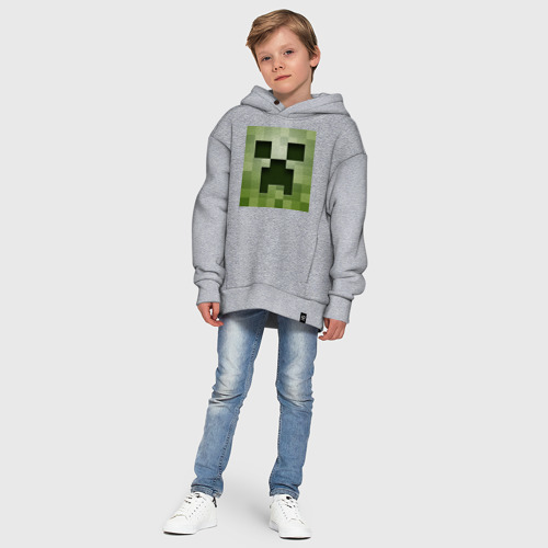 Детское худи Oversize хлопок Мinecraft Creeper, цвет меланж - фото 11