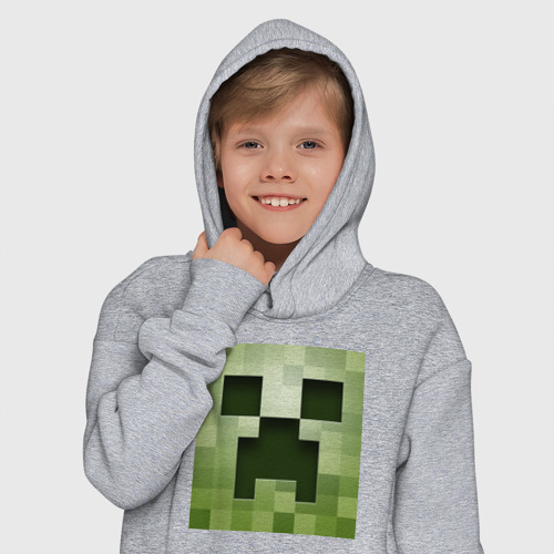 Детское худи Oversize хлопок Мinecraft Creeper, цвет меланж - фото 12