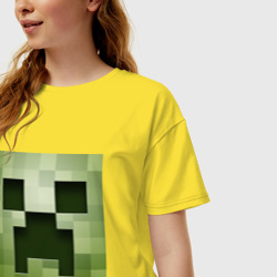Женская футболка хлопок Oversize Мinecraft Creeper - фото 2