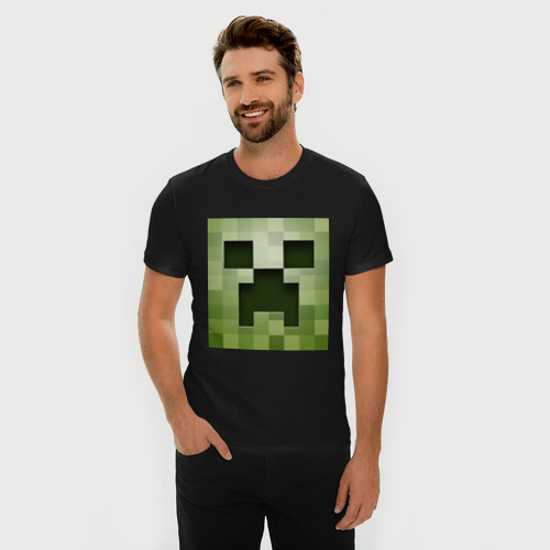 Мужская футболка хлопок Slim Мinecraft Creeper, цвет черный - фото 3