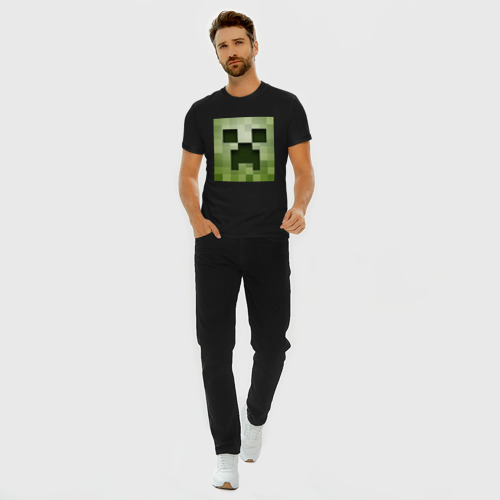 Мужская футболка хлопок Slim Мinecraft Creeper, цвет черный - фото 5