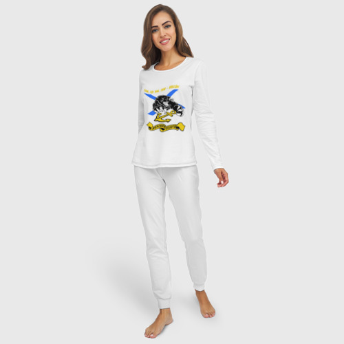 Женская пижама с лонгсливом хлопок Морпехи пантера, цвет белый - фото 3