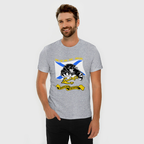 Мужская футболка хлопок Slim Морпехи пантера, цвет меланж - фото 3