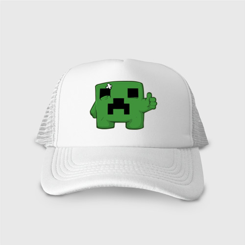 Кепка тракер с сеткой Minecraft green 3, цвет белый