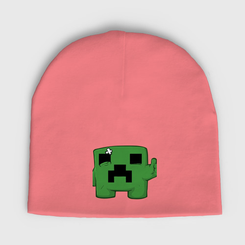Мужская шапка демисезонная Minecraft green 3, цвет розовый