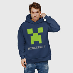 Мужское худи Oversize хлопок Minecraft logo grey 3 - фото 2