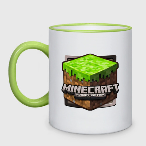 Кружка двухцветная Minecraft logo 5, цвет Кант светло-зеленый