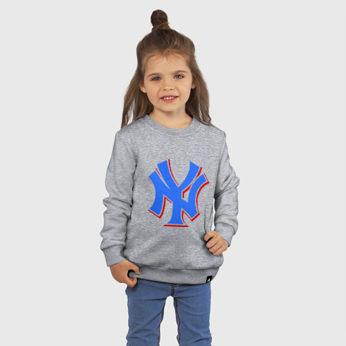 Детский свитшот хлопок NY Yankees blue, цвет меланж - фото 3