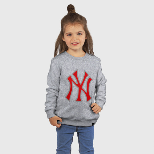 Детский свитшот хлопок NY Yankees red, цвет меланж - фото 3