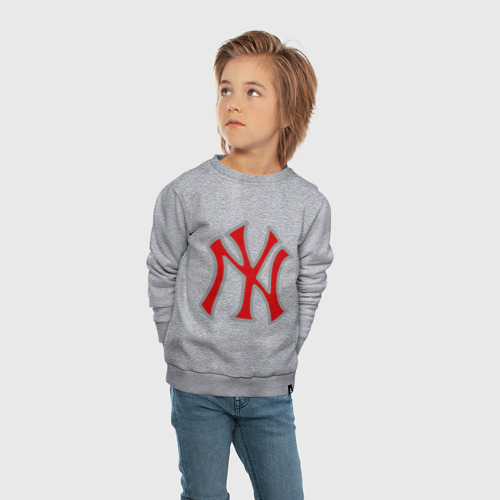 Детский свитшот хлопок NY Yankees red, цвет меланж - фото 5