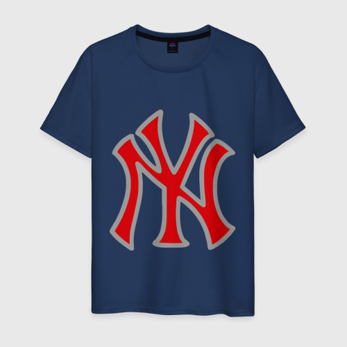 Мужская футболка хлопок NY Yankees red, цвет темно-синий