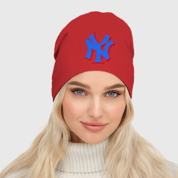 Женская шапка демисезонная NY Yankees blue - фото 2