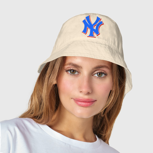 Женская панама хлопок NY Yankees blue, цвет миндальный - фото 3