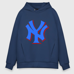 Мужское худи Oversize хлопок NY Yankees blue