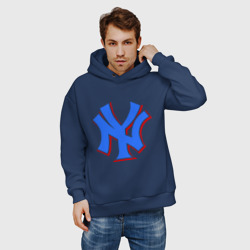 Мужское худи Oversize хлопок NY Yankees blue - фото 2