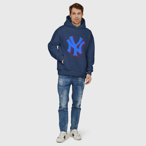 Мужское худи Oversize хлопок NY Yankees blue, цвет темно-синий - фото 6