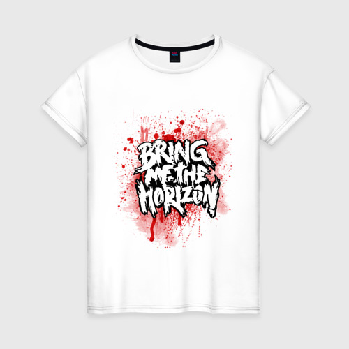 Женская футболка хлопок Bring me the horizon blood out, цвет белый