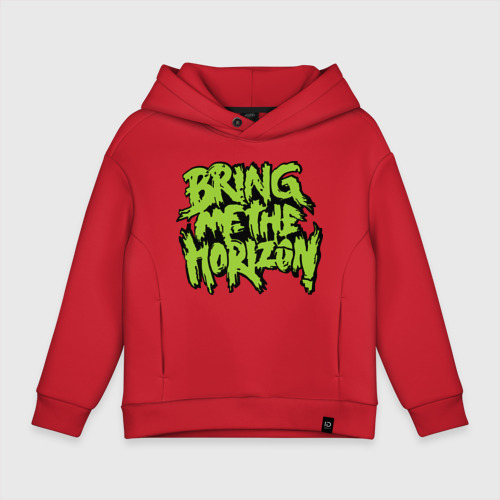 Детское худи Oversize хлопок Bring me the horizon green, цвет красный