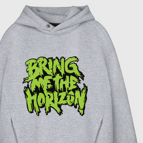 Мужское худи Oversize хлопок Bring me the horizon green, цвет меланж - фото 4