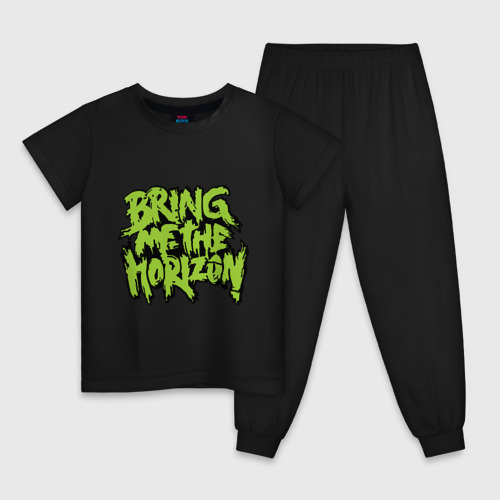 Детская пижама хлопок Bring me the horizon green, цвет черный