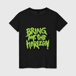 Женская футболка хлопок Bring me the horizon green