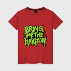 Женская футболка хлопок Bring me the horizon green