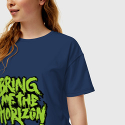 Женская футболка хлопок Oversize Bring me the horizon green - фото 2