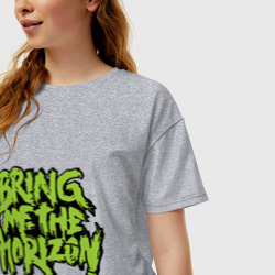 Женская футболка хлопок Oversize Bring me the horizon green - фото 2