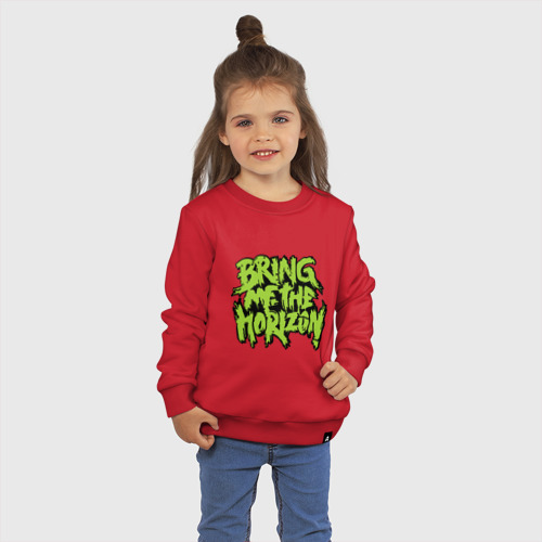 Детский свитшот хлопок Bring me the horizon green, цвет красный - фото 3