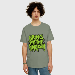 Мужская футболка хлопок Oversize Bring me the horizon green - фото 2