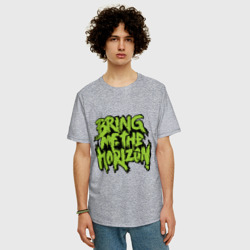 Мужская футболка хлопок Oversize Bring me the horizon green - фото 2