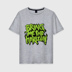 Женская футболка хлопок Oversize Bring me the horizon green