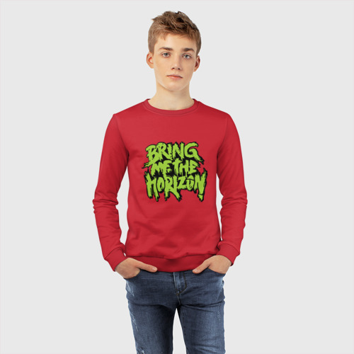 Детский свитшот хлопок Bring me the horizon green, цвет красный - фото 7