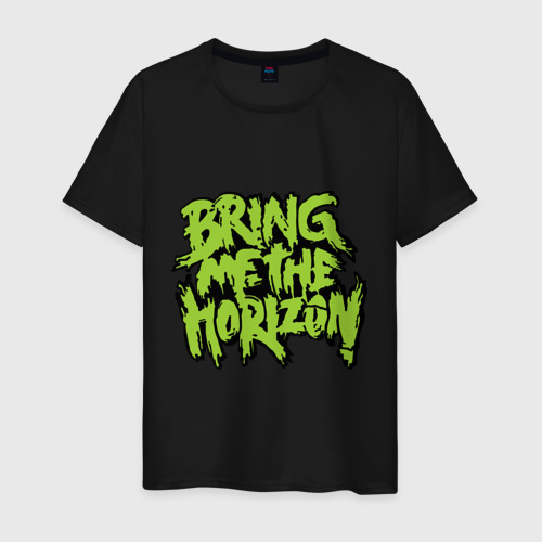 Мужская футболка хлопок Bring me the horizon green, цвет черный