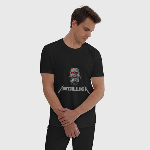 Мужская пижама хлопок Metallica scool, цвет черный - фото 3