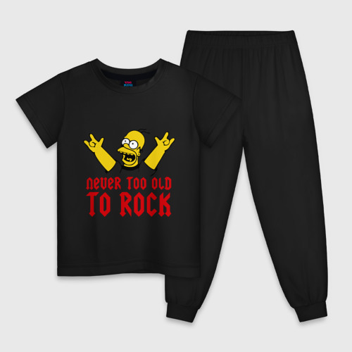 Детская пижама хлопок с принтом Simpson Rock, вид спереди #2